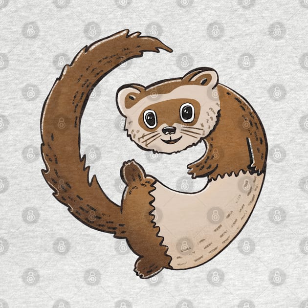 Cute Chocolate Ferret Illustration by SubtleSplit